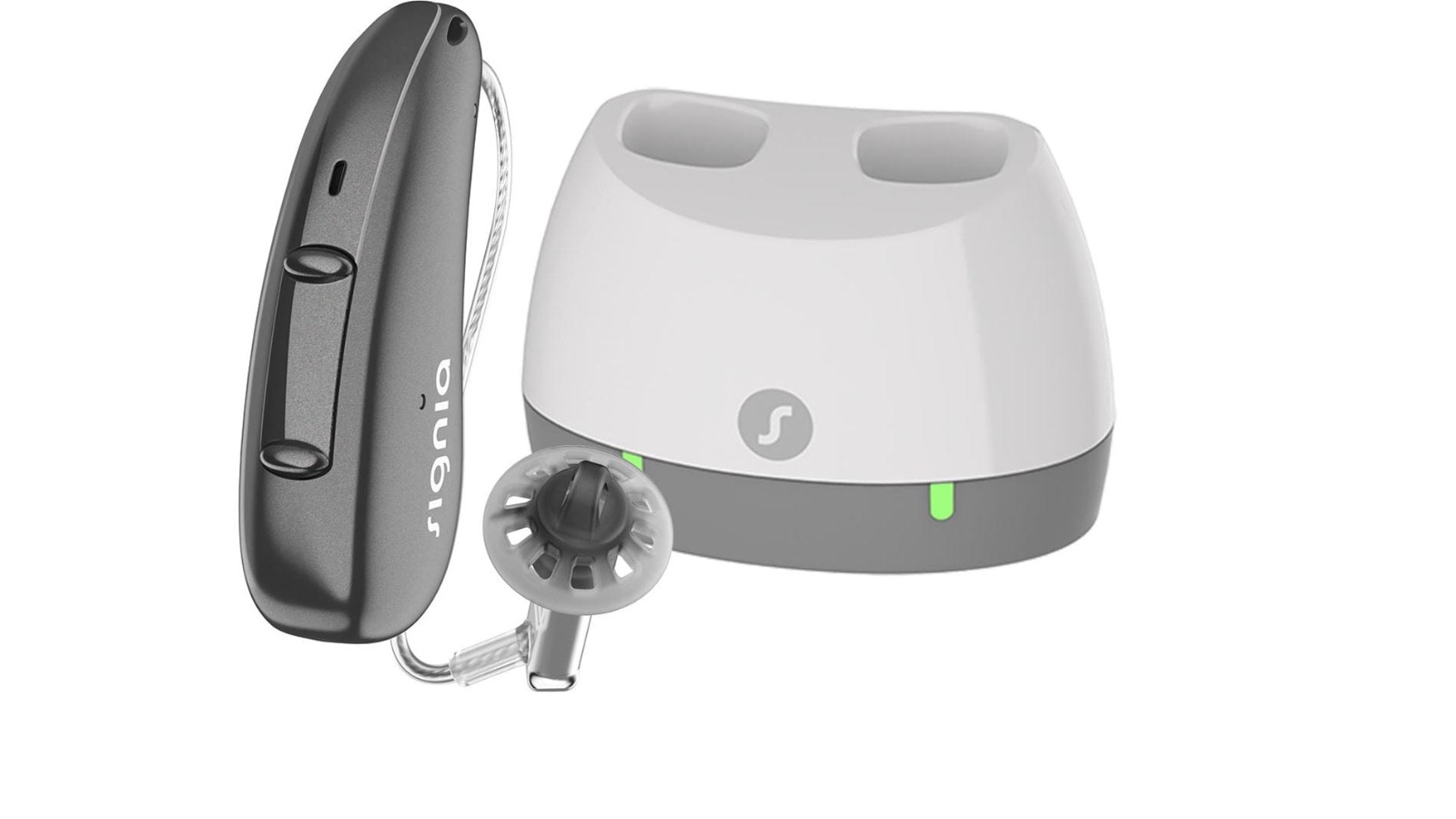 Premium rechargeable hearing aid with charging station in Ghaziabad